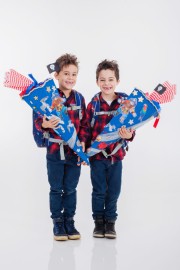 Brüder mit Schultüte beim Fotografen in Fürth zur Einschulung Erinnerungen