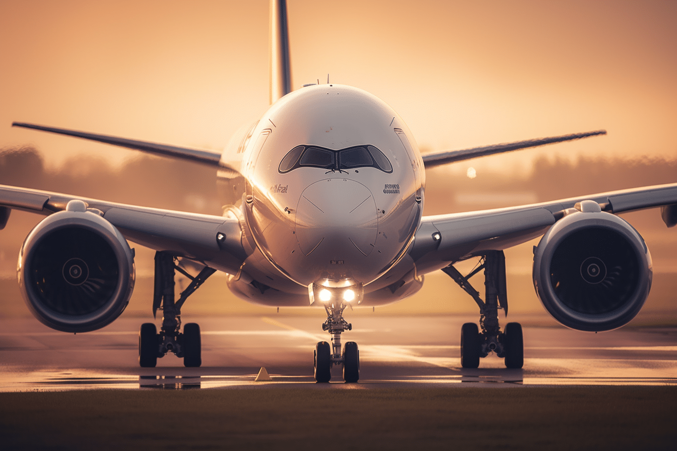 Flugzeug A 350 erstellt mit AI generativer Software Midjourney V5