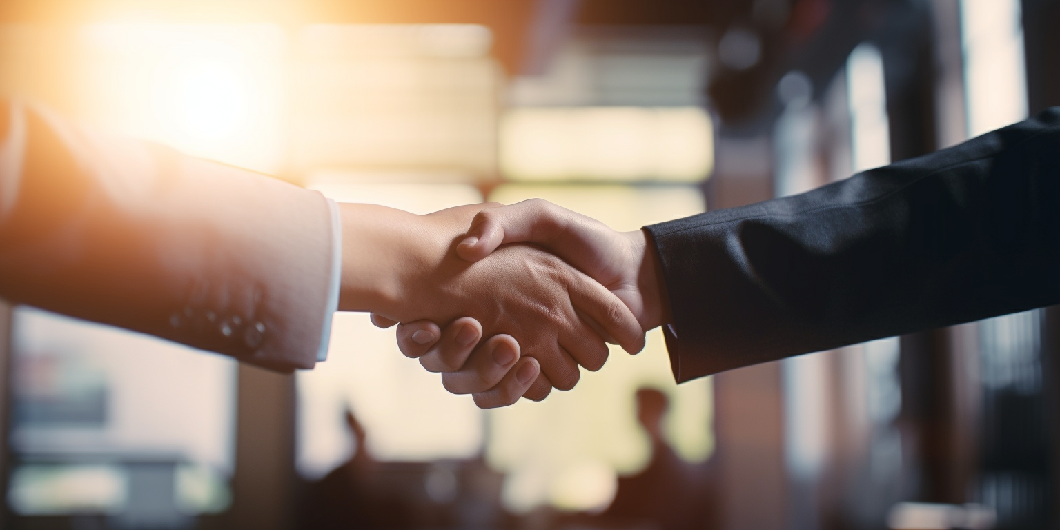 Business Handshake erstellt mit AI generativer Software Midjourney V5
