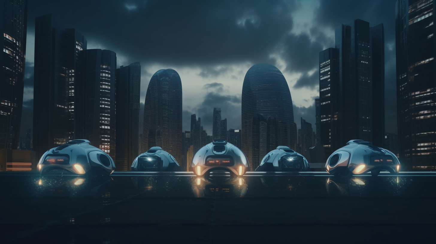 Futuristic City erstellt mit AI generativer Software Midjourney V5