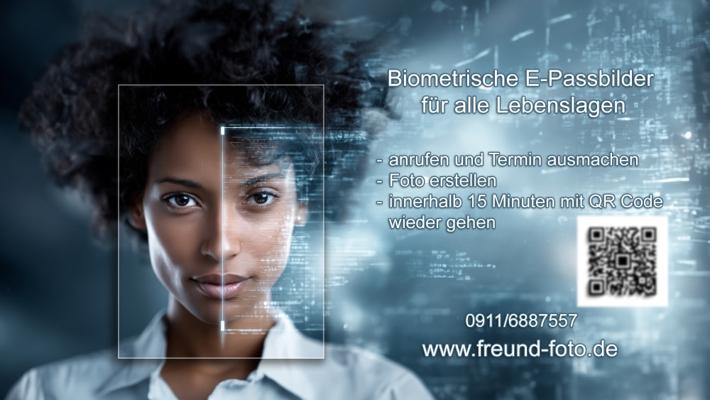 Professionelles digitales Passbild, aufgenommen im Fotostudio in Fürth, mit neutralem Hintergrund und optimaler Beleuchtung