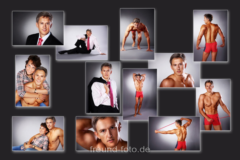 Maxi Classic Fotoshooting Gutschein 2 Sportlicher Mann beim Fotoshooting auf Bild Collage