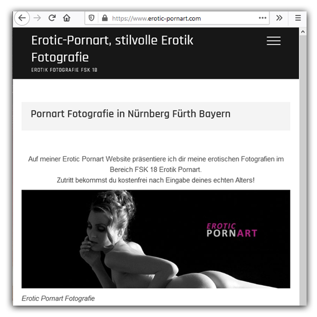 Pornart Fotografie Website mit Online Kaufmöglichkeit